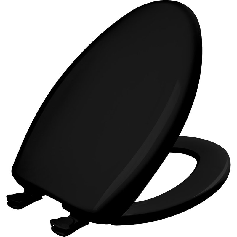 Siège de toilette allongé en plastique, Noir mat