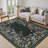     Floral Vintage Washable Black 5X7 Area Rug with Non Slip Backing - Low Pile Durable Carpet for Living Room, Bedroom, Dining Room or Office Decor-1956344212