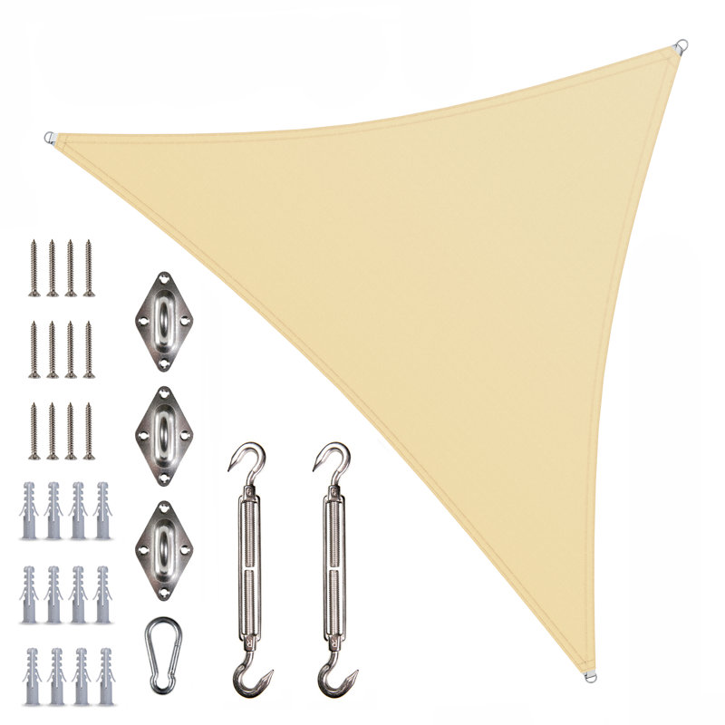 Toile d'ombrage triangulaire, Beige, 16 pi x 16 pi