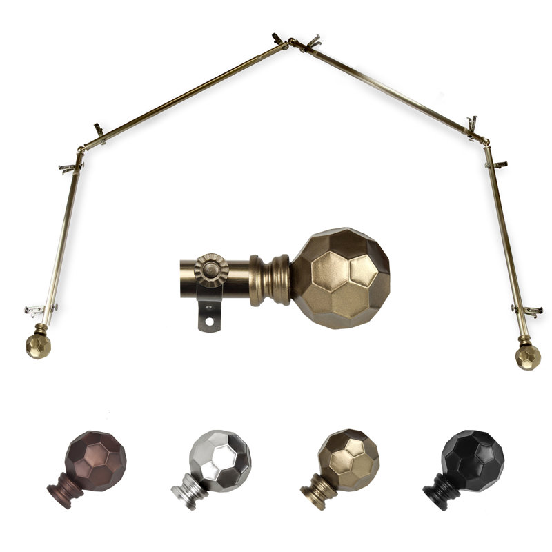 Tringle à rideaux simple à 4 côtés Campanella, Laiton antique, 28 po à 48 po (chaque côté)