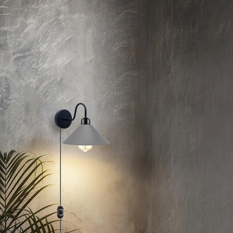 Anastasha Plug-in Armed Sconce, Gray