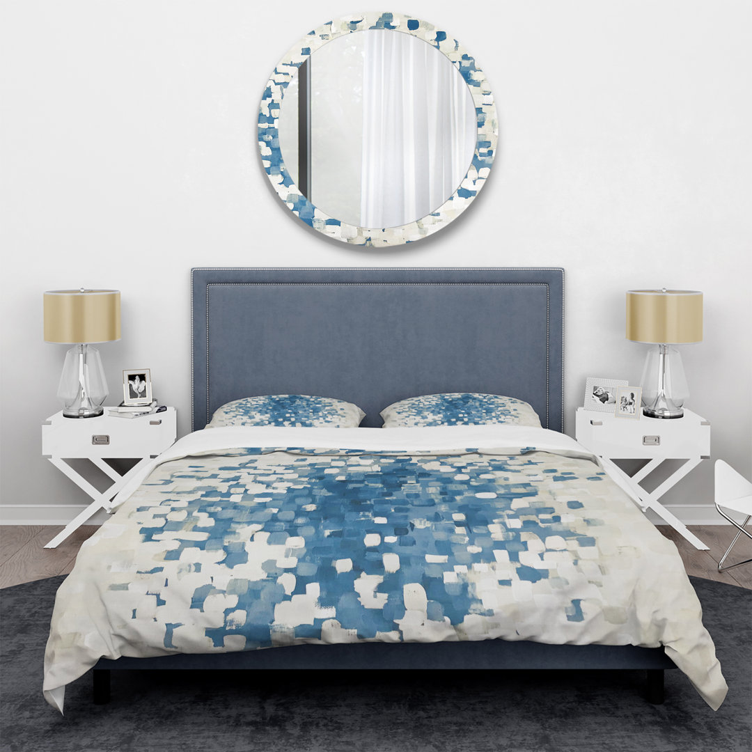 Geometric Blue Spots - Modern & Contemporary Duvet Cover Set - Microfiber Polyester Design Art 