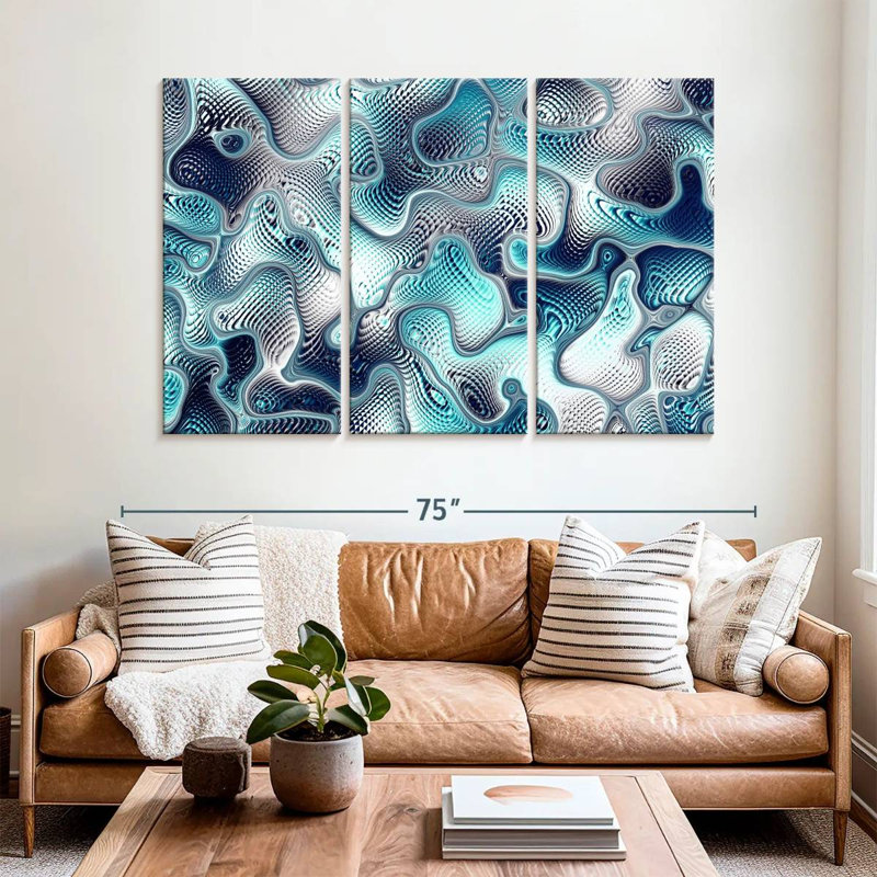 Fissures bleu sarcelle abstraites Avery, H 42 po x l 65 po