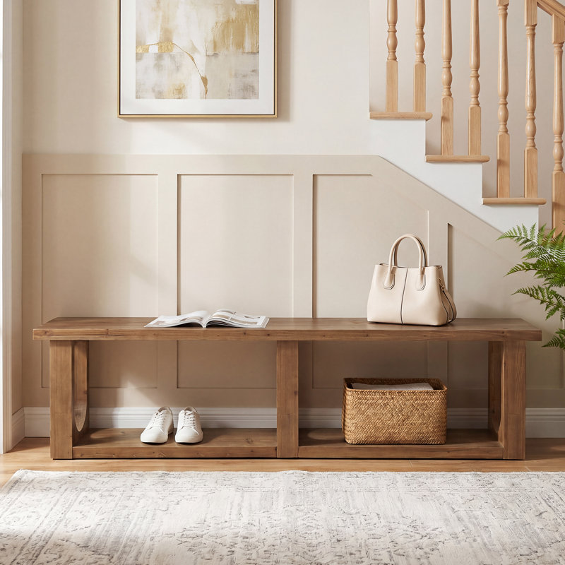 70" Solid Wood Entryway Bench
