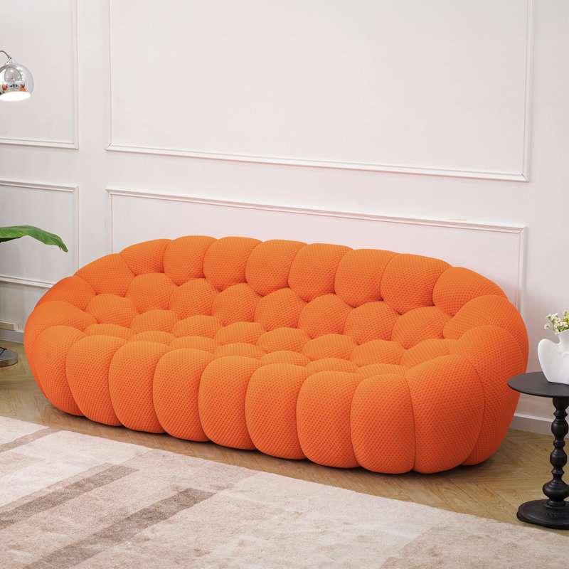 Canapé rembourré Cenie, sans assemblage requis, Orange, H 30,71 po x l 98,43 po x P 42,52 po