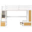 Lit mezzanine double avec bureau, tablettes, rangement - simplicité et tablette blanc naturel, zone profuse