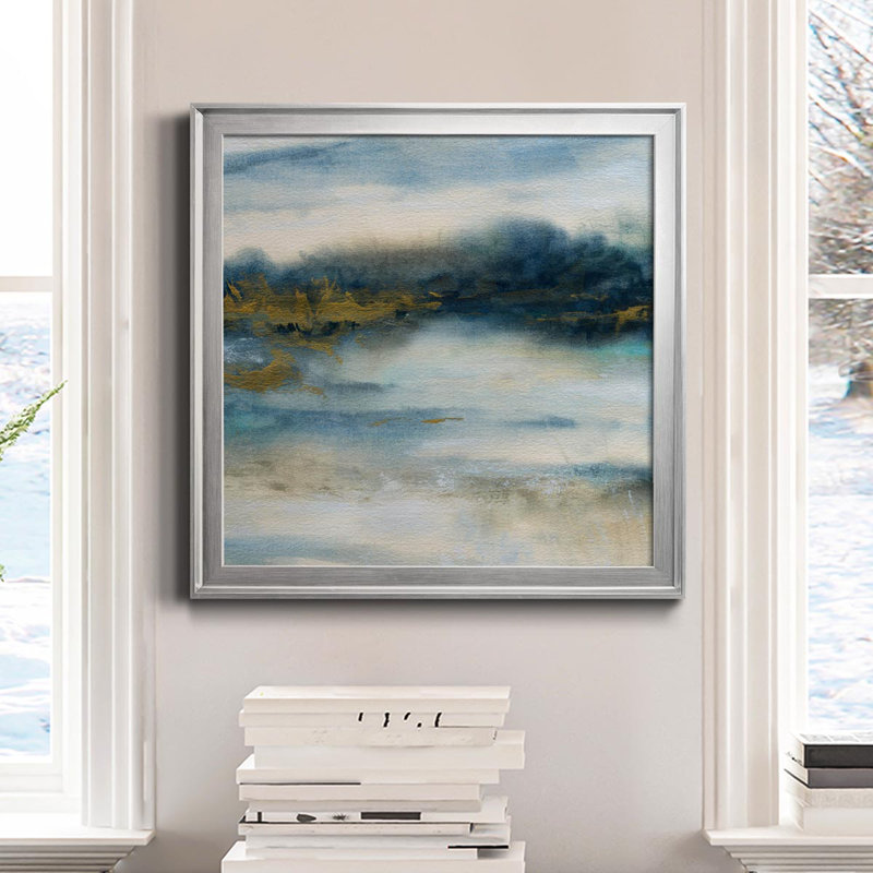 Golden Marshlands - Peinture sur toile encadrée, H 34,5 po x l 34,5 po x P 1,5 po, Argent