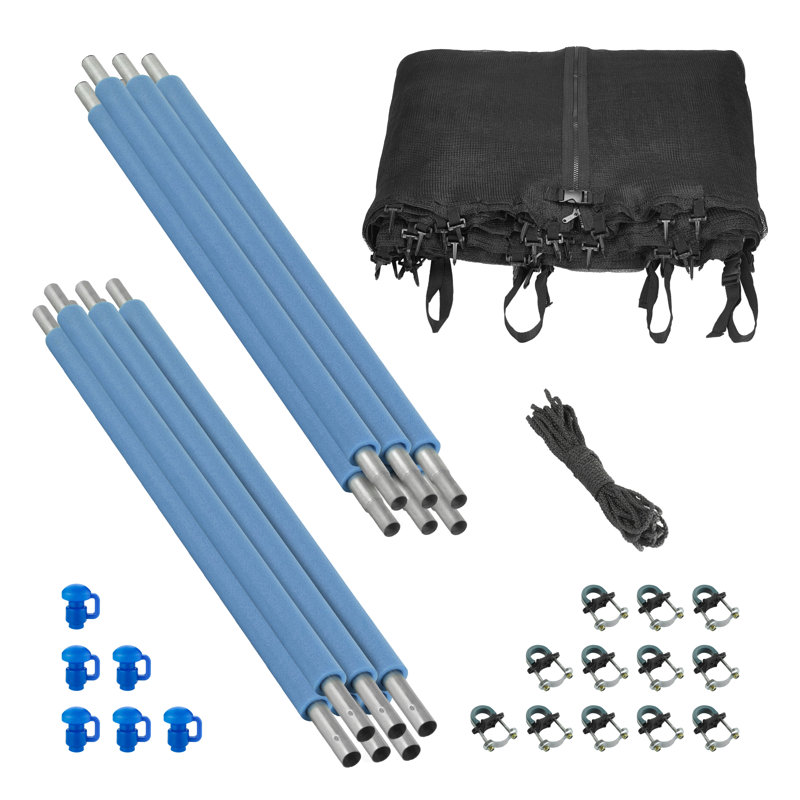 Enceinte de sécurité pour trampoline 8 pi avec filet, poteaux et manchons en mousse Machrus - Trampoline non inclus