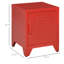 Table de bout industrielle, table d'appoint de salon avec porte de style casier et tablette réglable, rouge-1965080609