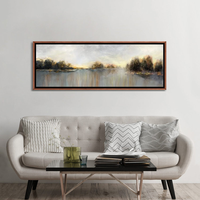 " Rain At Dawn " by Nan, Classic Brown Framed, 24" H x 72" W x 1.5" D