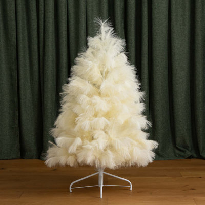 Artificial Off-White Pampas Grass Christmas Tree