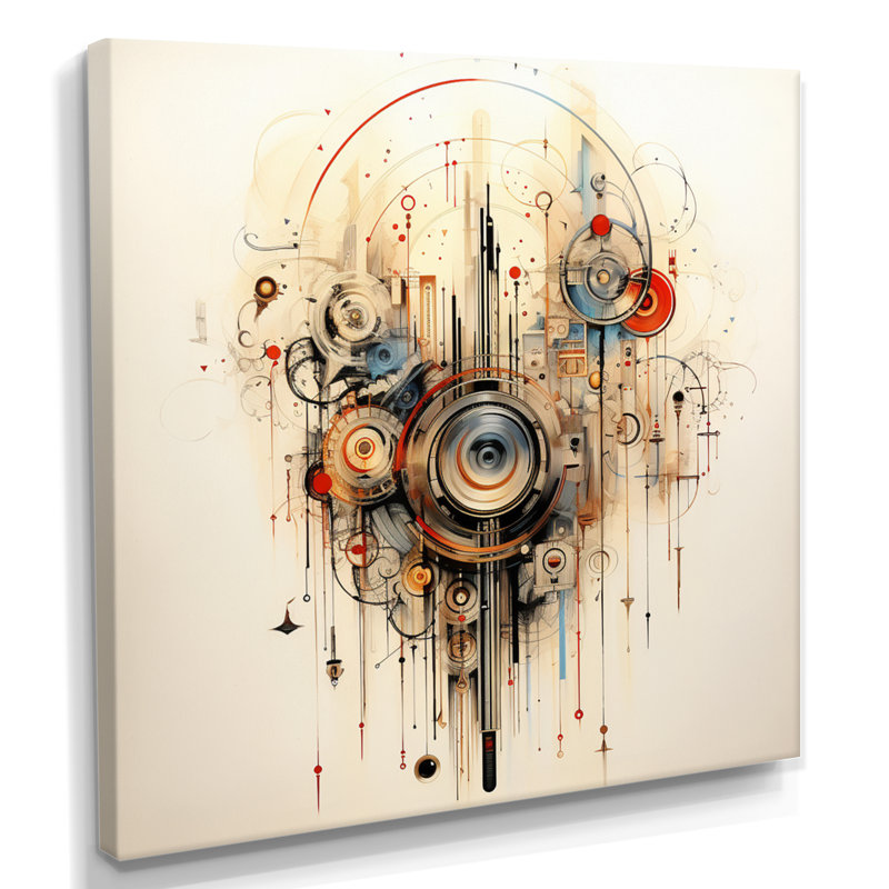 «Music Waves», composition abstraite rétro - musique, art mural, Toile tendue, H 30 po x l 30 po x P 1 po
