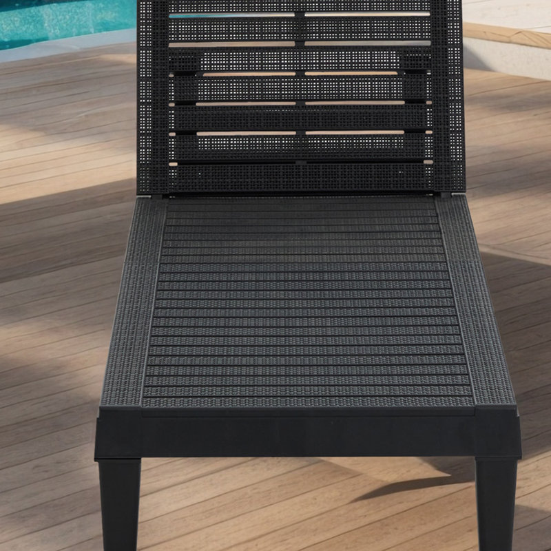Chaise longue d'extérieur inclinable (ensemble de 2), Noir