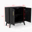 Buffet Mid-Century moderne cannelé avec tablettes réglables et pieds en bois massif-113861805