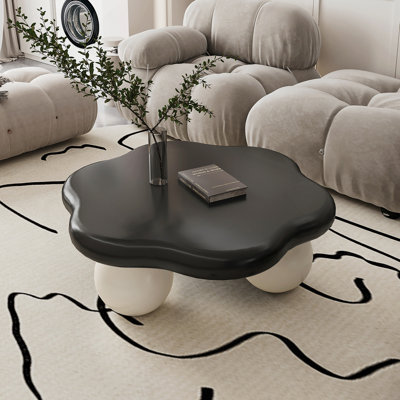 Table basse en forme de nuage, table basse minimaliste moderne en forme de pétale avec pieds sphériques, table de salon adaptée aux enfants et aux animaux de compagnie
