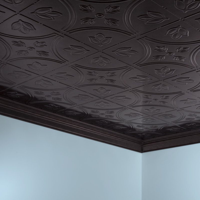 Panneau de plafond décoratif en vinyle 5 pi x 4 pi FASÄDE, Étain fumé