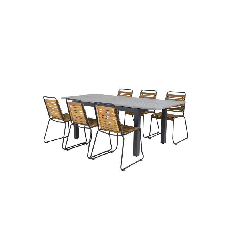 Jayesh 6 - Person Acacia Patio Dining Set with Extendable Rectangular Table