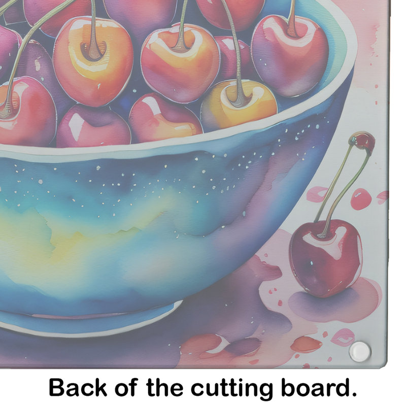 Colourful Cherries Glass Cutting Board Large