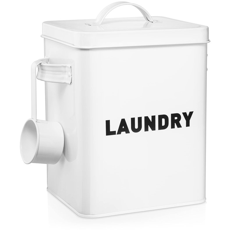 Metal Storage Canisters And Containers For Home And Kitchen Organization, Function, And Decor (White Laundry Box)