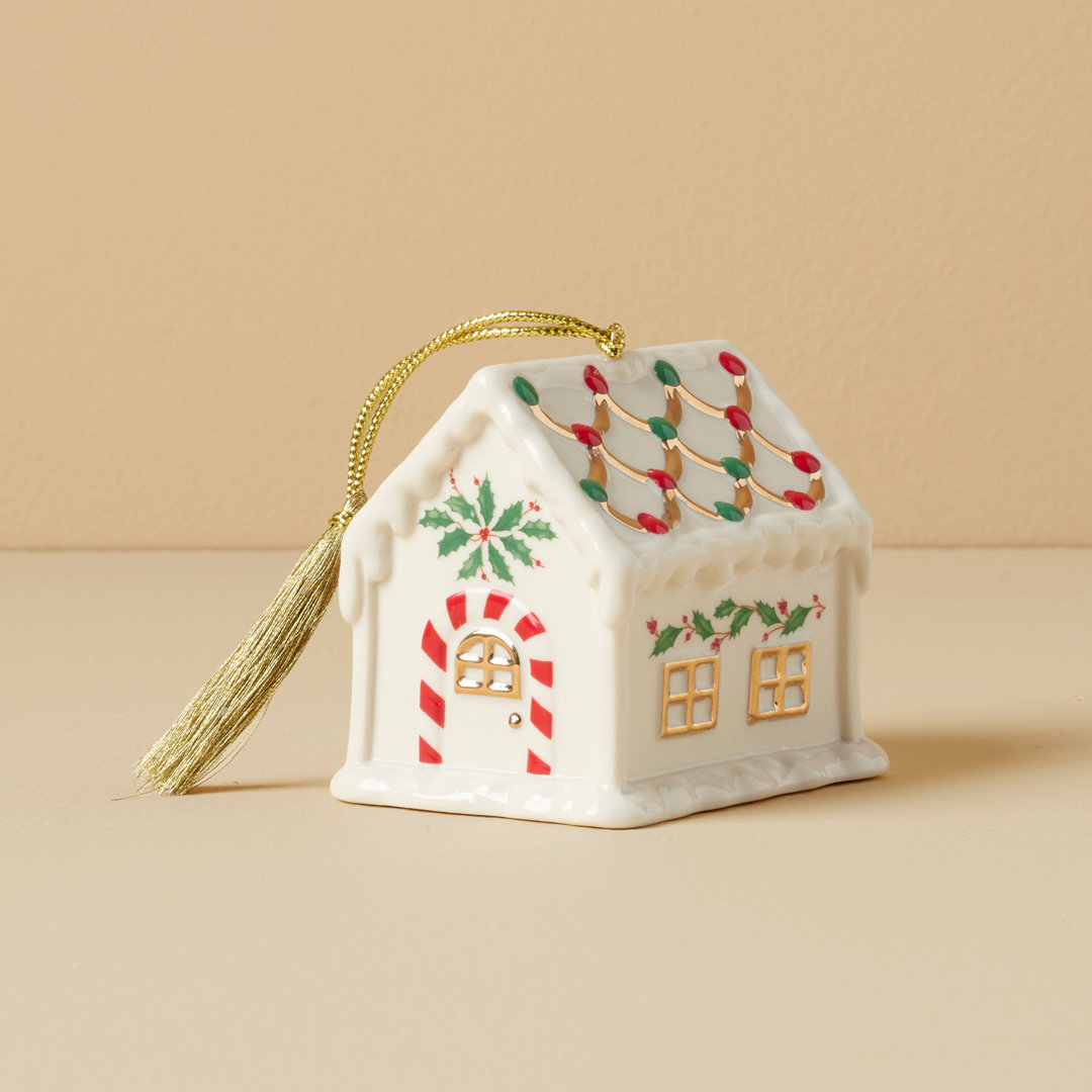 ANNUAL DATED Holiday Accent Gingerbread House Ornament Lenox