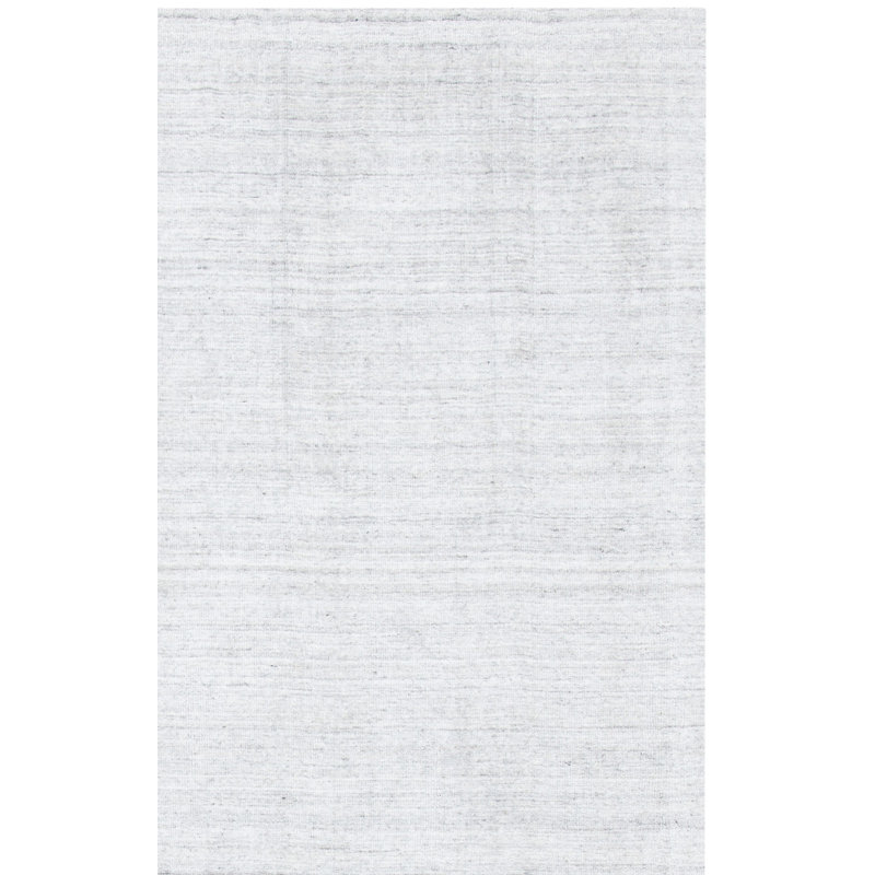 Tapis gris clair en laine / coton / laine tissé à la main Abbie-Lei, Rectangle 9 pi x 12 pi