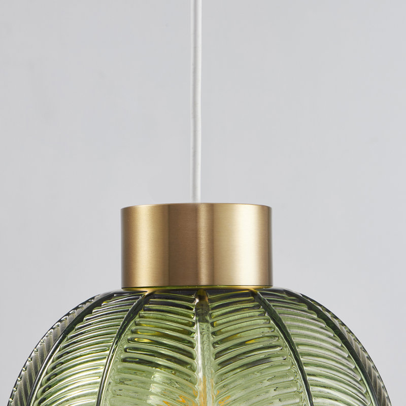 21cm H Glass Round Pendant Shade ( Clip On ), Green