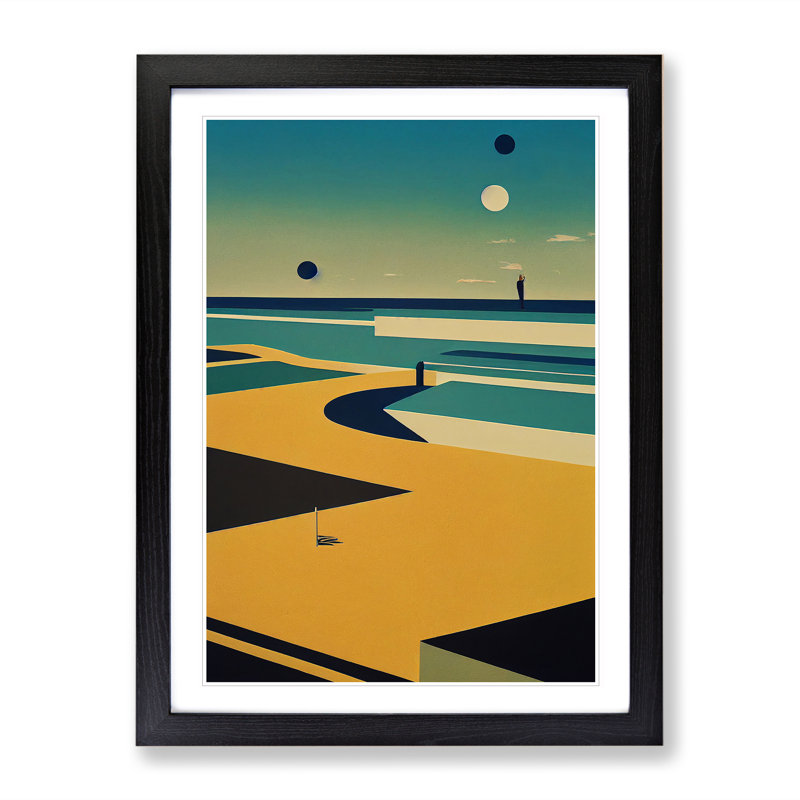 Beach Abstract No.7 1 Piece Single Picture Frame Wall Art, 34cm H x 25cm W x 2cm D, Black Framed