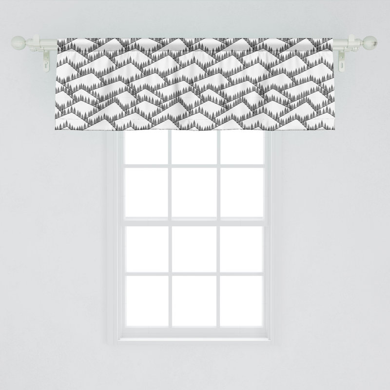 Ambesonne Landscape Valance Pack of 2 Mountains with Trees Art  White and Charcoal Grey, L 54 po x L 18 po