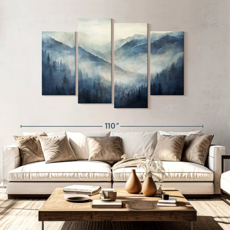Paysage de montagne bleu brumeux Alvord, H 54 po x l 84 po