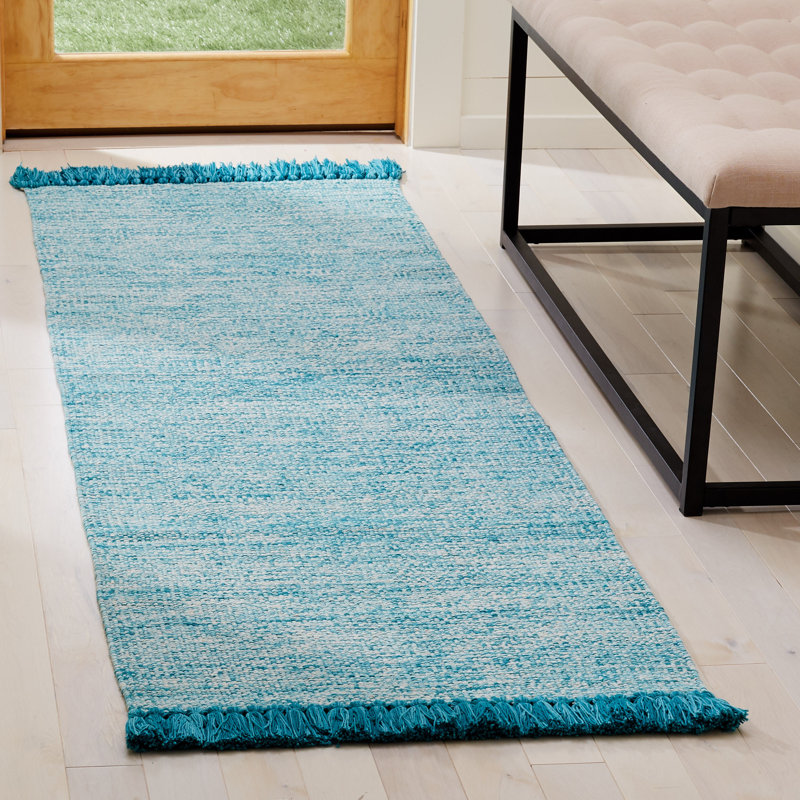 Waloo Hand Woven Cotton Chevron Rug, Runner 2'3" x 7'