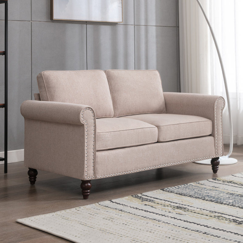 Upholstered 53.5'' Loveseat, Beige Linen Blend
