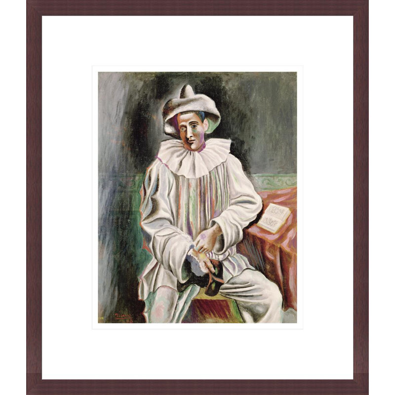 Assis Pierrot par Pablo Picasso, impression giclée sur cadre, H 15,86 po x l 13,75 po