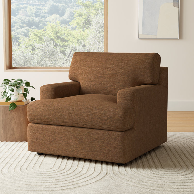 Cleo Upholstered Custom Accent Chair, Nave Bark Performance Distressed Velvet