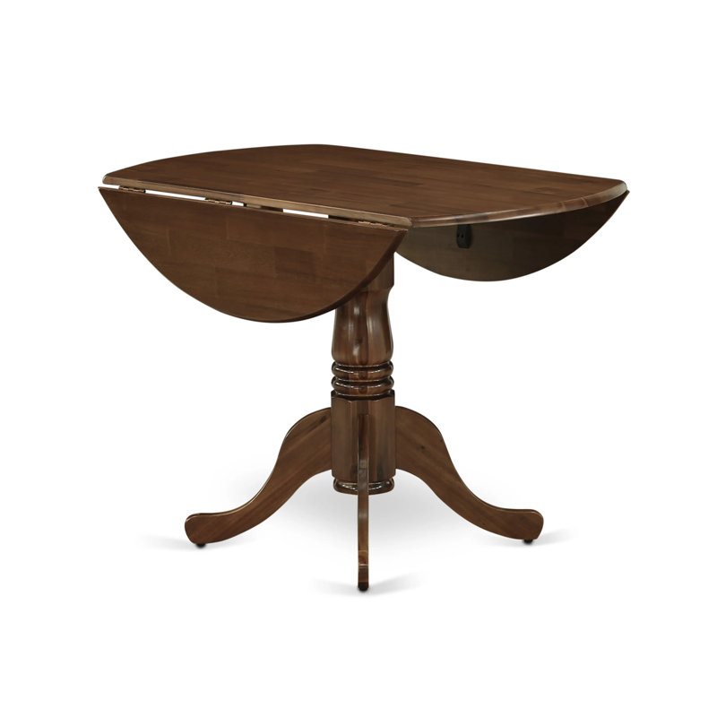 Dining set includes a Round Table and Polyester Fabric stackable Chair, Antique Walnut, 5, Light Tan