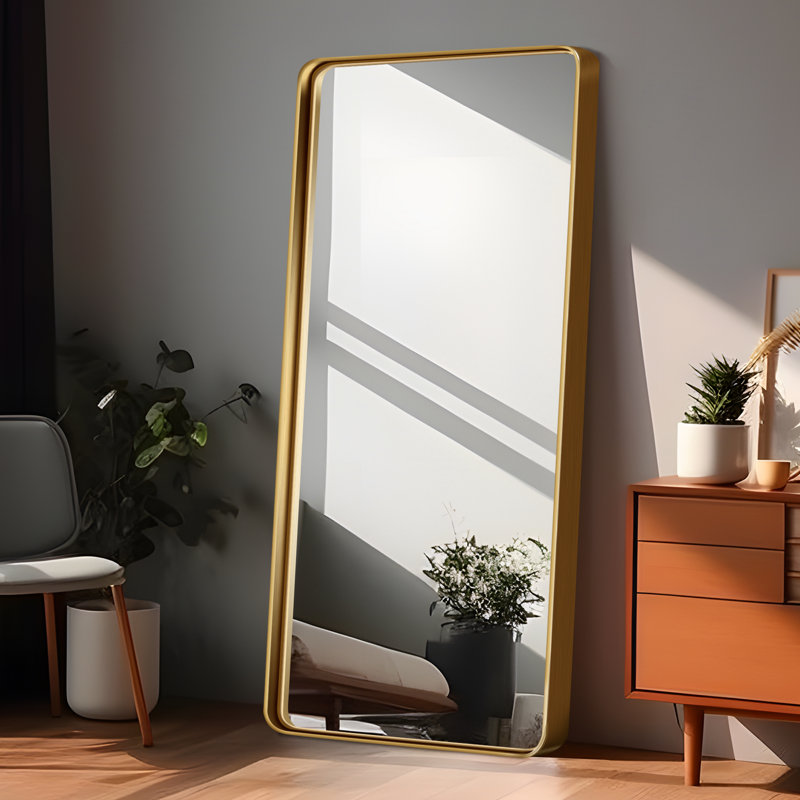 Anduena Metal Rectangle Mirror, 71" x 32", Gold