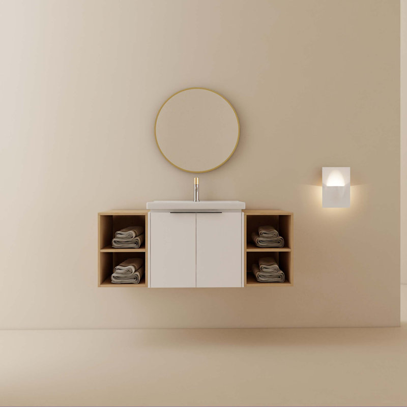 Meuble-lavabo à fermeture en douceur 48 po avec lavabo et deux petites tablettes de rangement