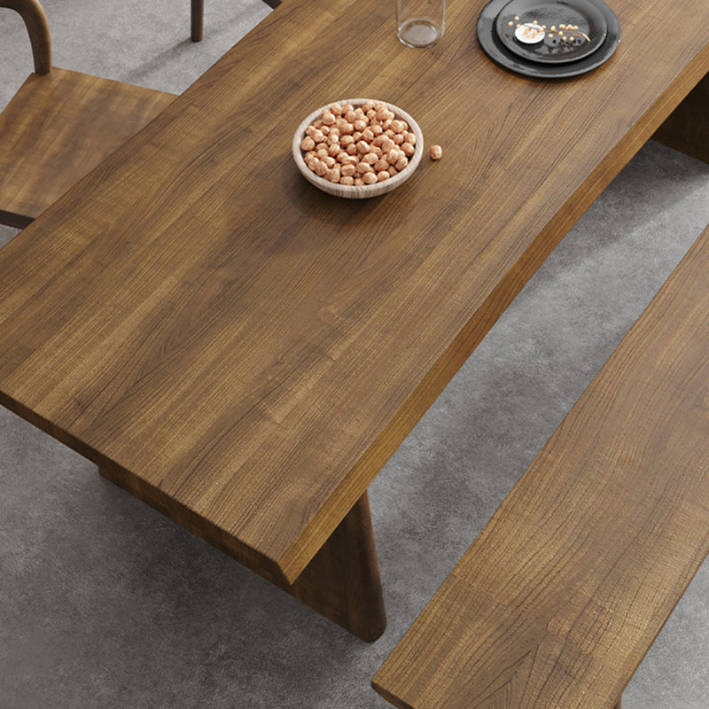 Nut-Brown Rectangular Solid Wood Dining Table, 29.53"H x 70.87"L x 31.5"W