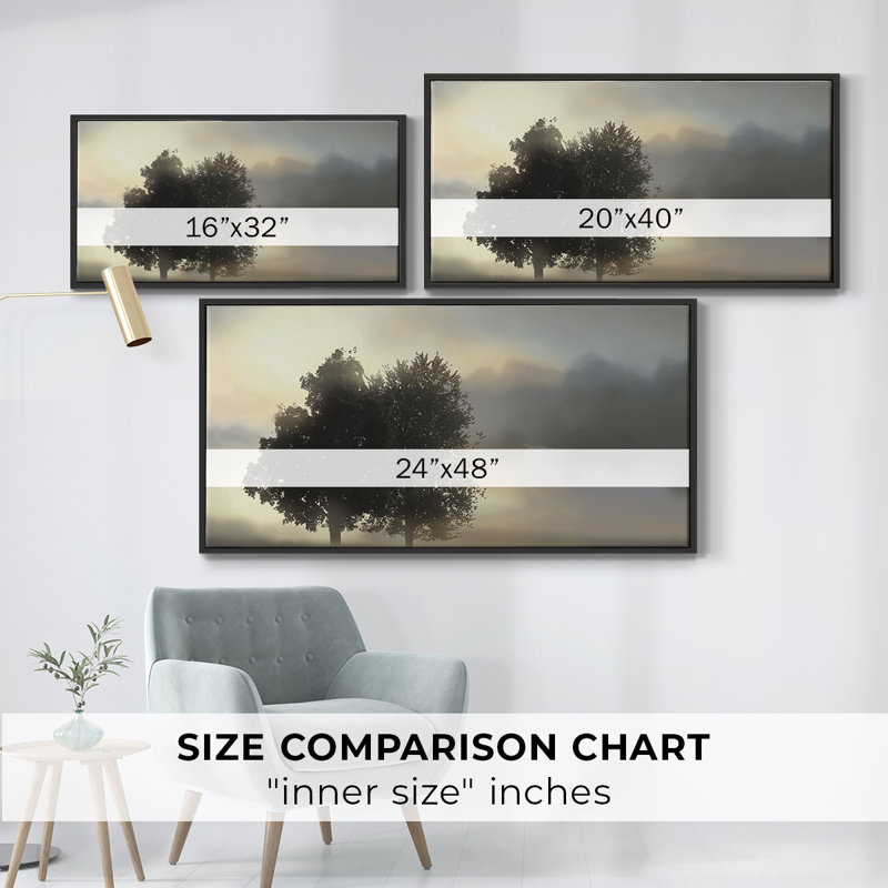 Misty Morning- Framed Gallery Wrapped Canvas -Ready to Hang, Black, 21" H x 41" W