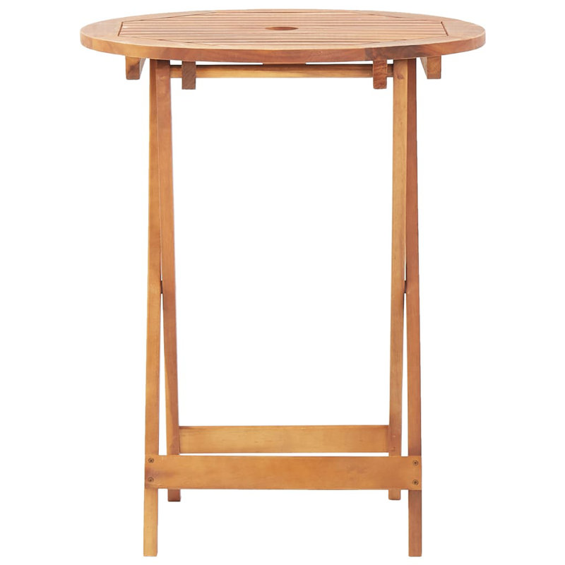 Winnett Round Acacia Folding Outdoor Dining Table With Umbrella Hole , cm W cm D, 75cm H x 60cm W x 60cm L
