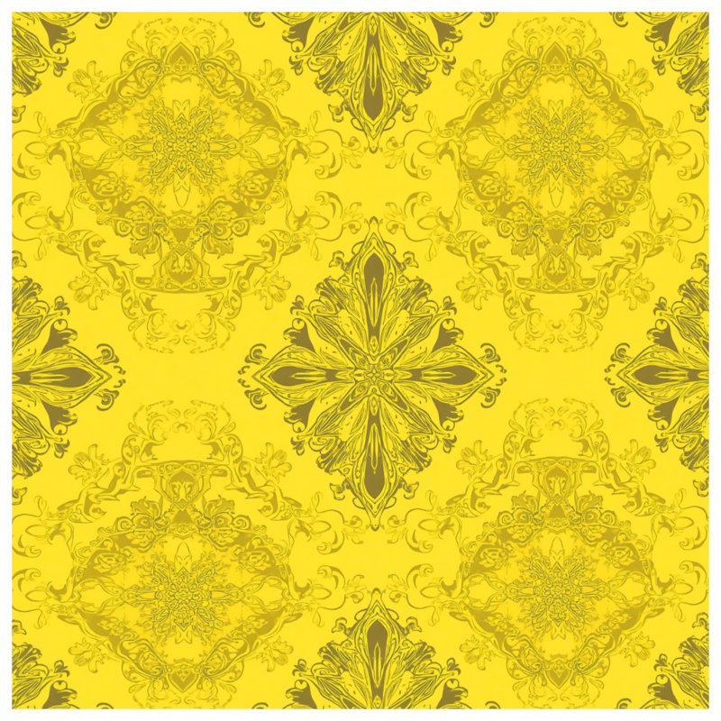 Couvertures damassées jaunes ornées, 60in W x 80in H