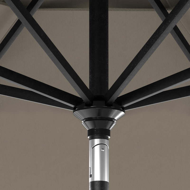 Parasol de patio noir en pierre 11 pieds avec manivelle en aluminium nervuré Sunbrella, Colombe