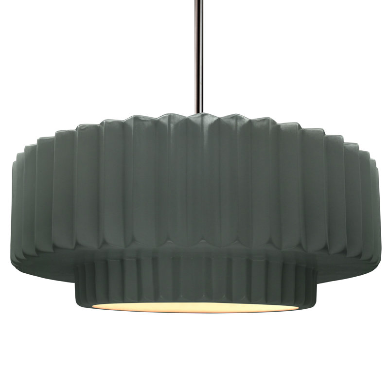 Luminaire suspendu 1 lumière Meydan, H 6 po x l 16,25 po x P 16,25 po, Étain, vert, Nickel brossé