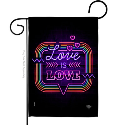 Drapeau de jardin en polyester 18,5 po x 13 po Love is Neon