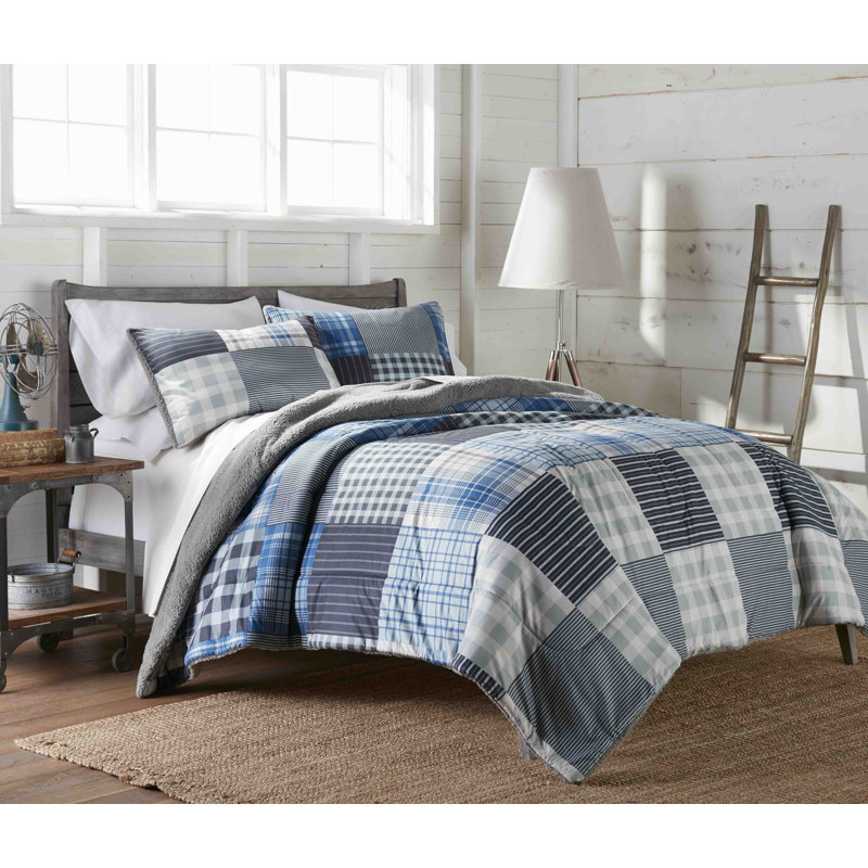 Ensemble d'édredon inversé en sherpa Micro Flannel®, Édredon pour lit simple + 1 taie décorative stan
