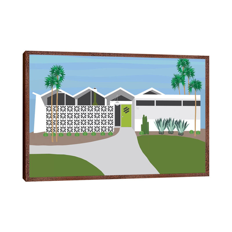 Palm Springs Living I by Jen Bucheli - Print on Canvas, 45.72cm H x 66.04cm W x 3.81cm D, Brown Framed
