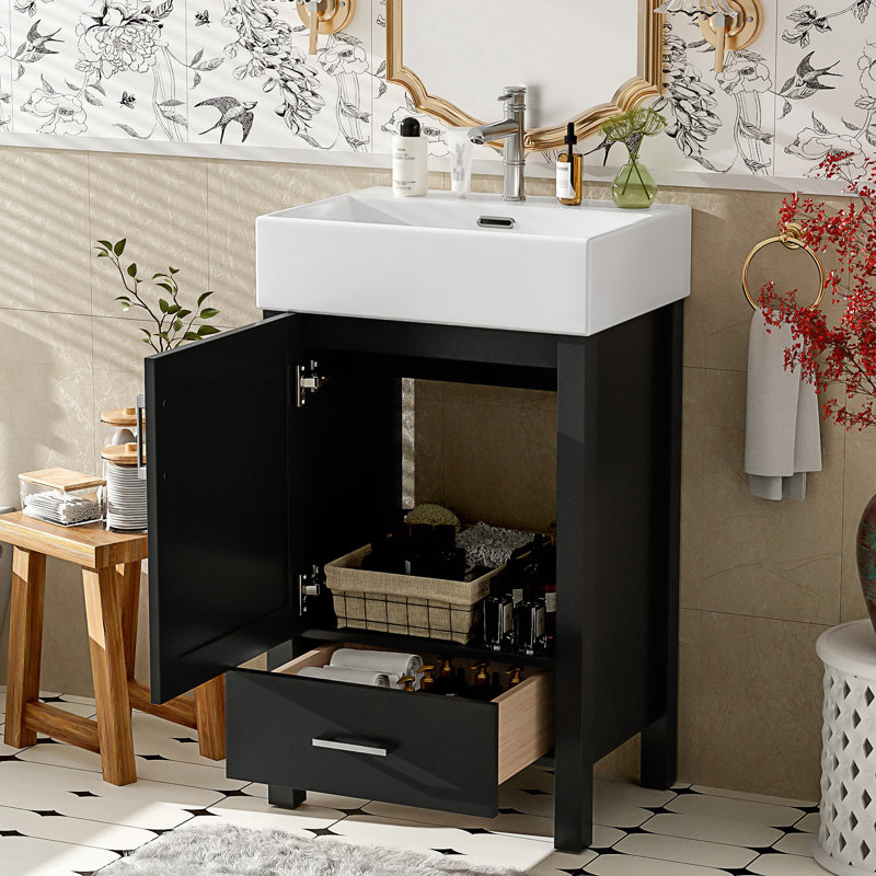 Meuble-lavabo moderne avec lavabo et tiroir en céramique