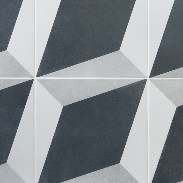 Sintra Block 9" x 9" Porcelain Field Tile in Matte Black/Gray