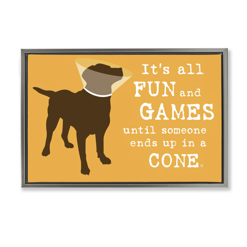 Toile flottante encadrée Fun & Games par Dog Is Good, Gris, H 21 po x l 31 po
