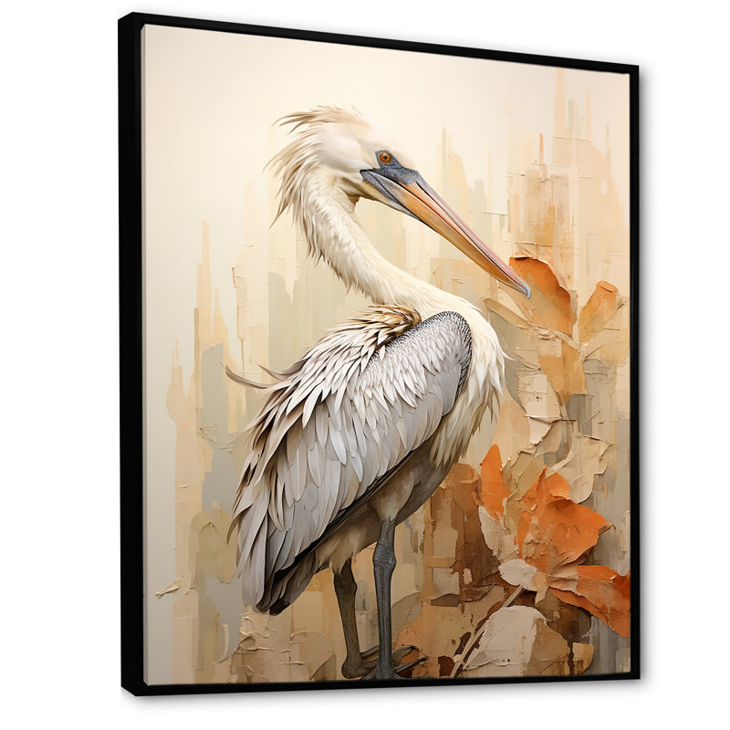 Pelicans Tranquil Perch sur impression sur toile, H 32 po x l 24 po x P 1 po, Cadre flottant noir