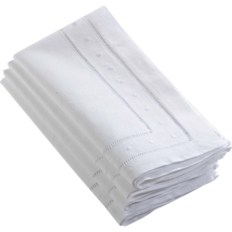 Timoleon Linen/Cotton Napkin, White, 12" W x 12" L